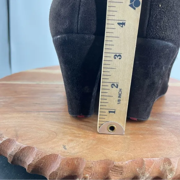 Prada Brown Short Wedge Suede ankle Boots Booties Sz 37.5