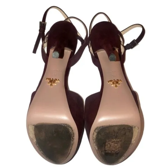 PRADA Maroon Burgundy Suede Heels