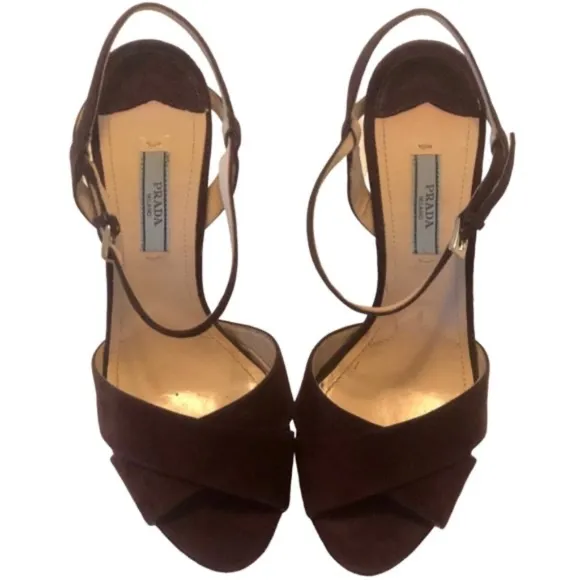 PRADA Maroon Burgundy Suede Heels