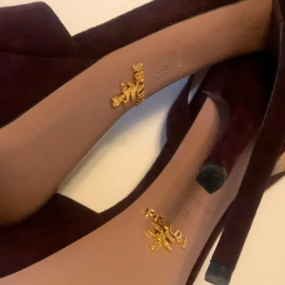 PRADA Maroon Burgundy Suede Heels