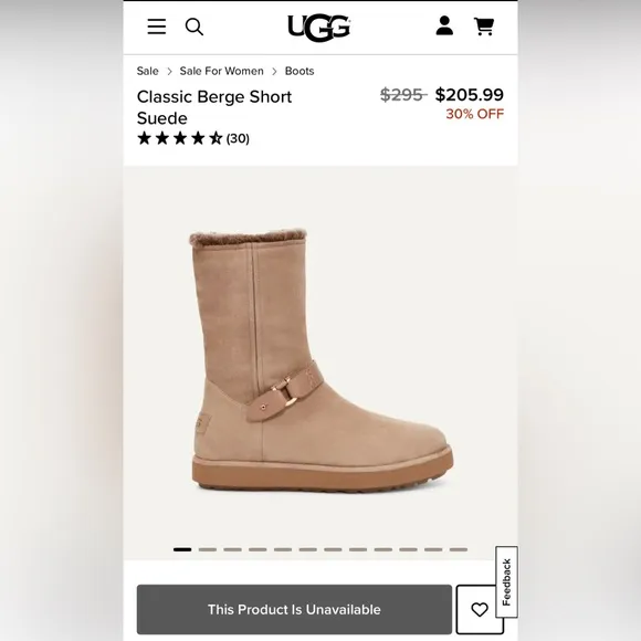 PRISTINE CONDITION UGG Classic Berge Boot Short Suede Size 5