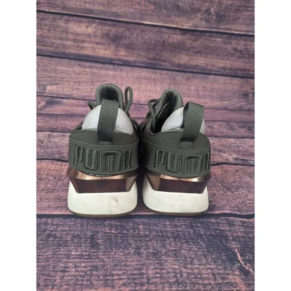 Puma Green Bronze Muse Metal Sz US7 Fashionable Footwear Rose Gold accents
