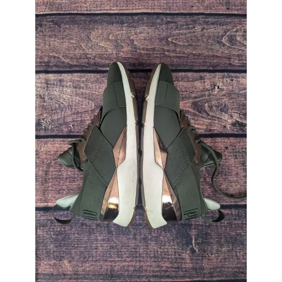 Puma Green Bronze Muse Metal Sz US7 Fashionable Footwear Rose Gold accents