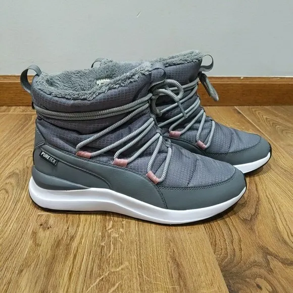 Puma Women's Adela Winter Boots Size 7 Gray Puretex Softfoam Shearling Lined