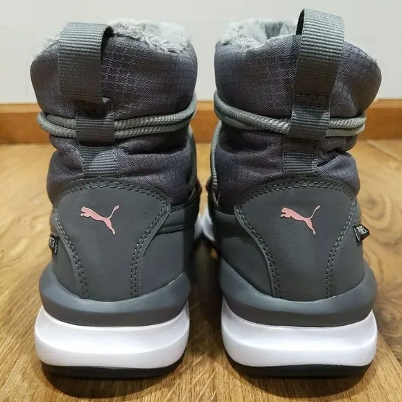 Puma Women's Adela Winter Boots Size 7 Gray Puretex Softfoam Shearling Lined