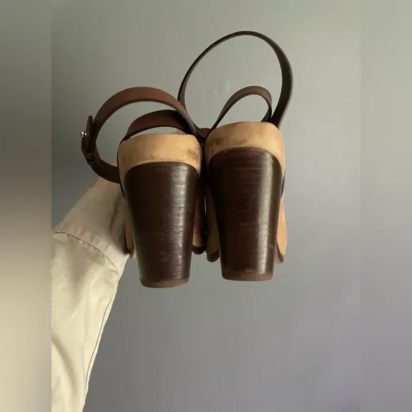 Rag &amp; Bone Kenny Nubuck Ankle Strap Heels Size 6.5