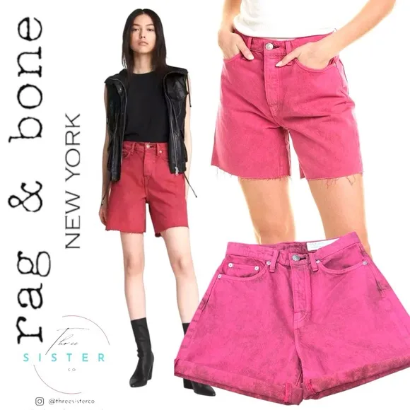 Rag &amp; Bone Maya 6” Shorts Bright Fuchsia 25 Organic Cotton NWT