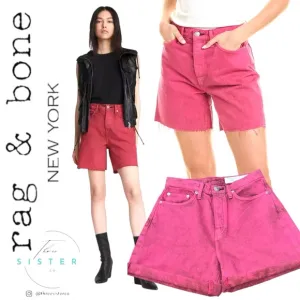 Rag &amp; Bone Maya 6” Shorts Bright Fuchsia 25 Organic Cotton NWT