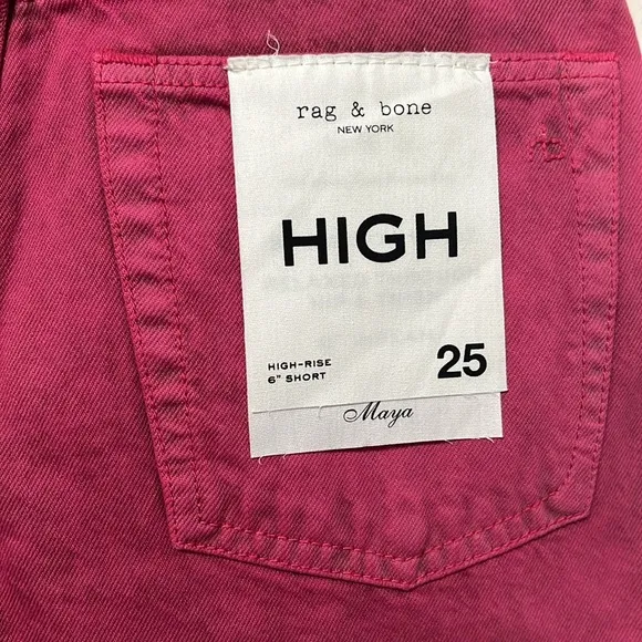 Rag &amp; Bone Maya 6” Shorts Bright Fuchsia 25 Organic Cotton NWT