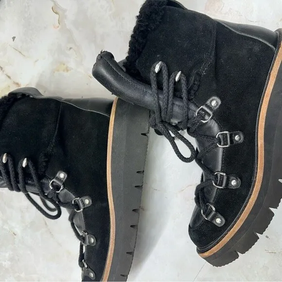 Rag &amp; Bone Skyler Shearling-lined Suede Hiking Boots size 39- US 8.5