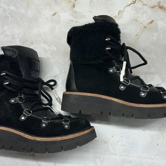 Rag &amp; Bone Skyler Shearling-lined Suede Hiking Boots size 39- US 8.5