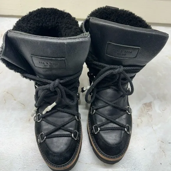 Rag &amp; Bone Skyler Shearling-lined Suede Hiking Boots size 39- US 8.5