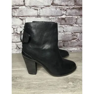 Rag &amp; Bone Black Leather Ankle Back Zip Heel Booties Women Sz 39.5EU/9M US