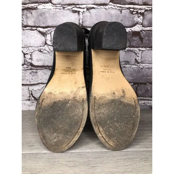 Rag &amp; Bone Black Leather Ankle Back Zip Heel Booties Women Sz 39.5EU/9M US