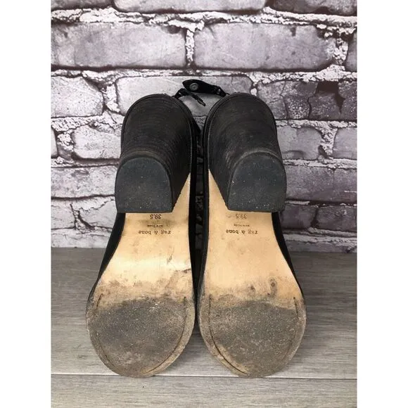 Rag &amp; Bone Black Leather Ankle Back Zip Heel Booties Women Sz 39.5EU/9M US