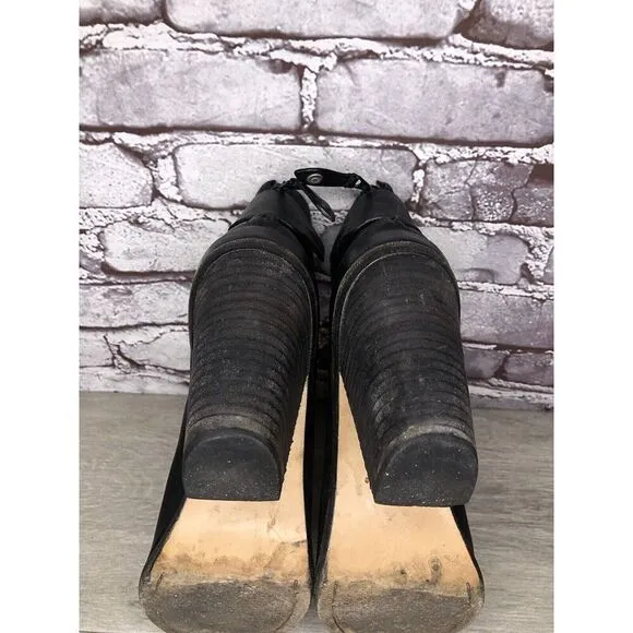 Rag &amp; Bone Black Leather Ankle Back Zip Heel Booties Women Sz 39.5EU/9M US