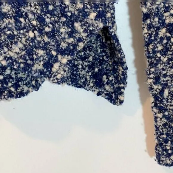 RAG &amp; BONE Merino Wool Blue White Speckled Crop Sweater Long Sleeve Scoop Neck L