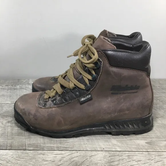 Raichle Womens 387 Made in Switzerland Hiking Hiker Brown Leather Boots Size 7.5