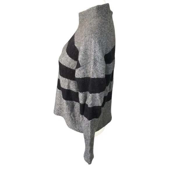 Rails Womens Gray Black Striped Cashmere Wool Silk Mock Neck Sweater Sz S $285