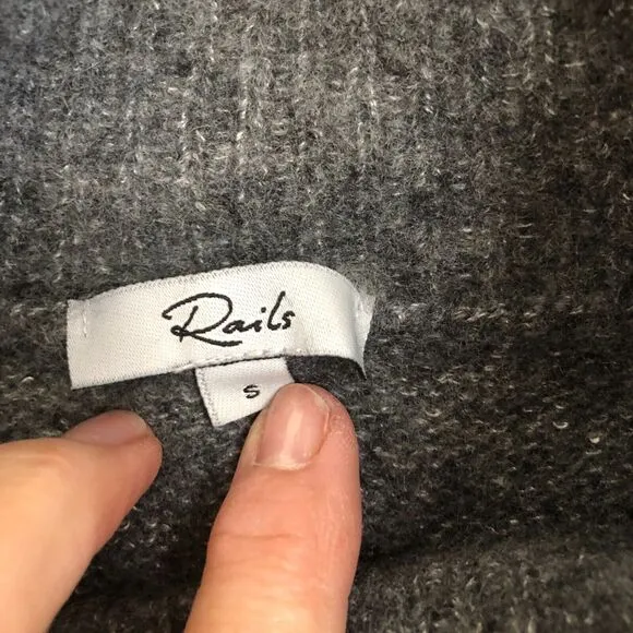 Rails Womens Gray Black Striped Cashmere Wool Silk Mock Neck Sweater Sz S $285