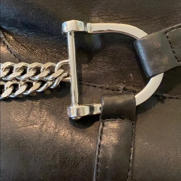 Ralph Lauren Black Leather Jacqui Chain Boots 7B