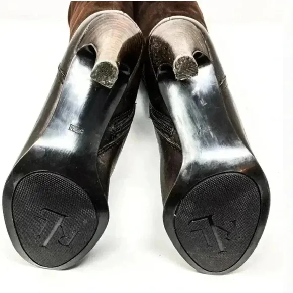 Ralph Lauren Bryce Brown Suede Knee High Heeled Boots Size 5.5