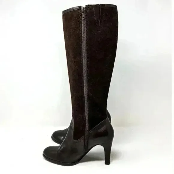 Ralph Lauren Bryce Brown Suede Knee High Heeled Boots Size 5.5