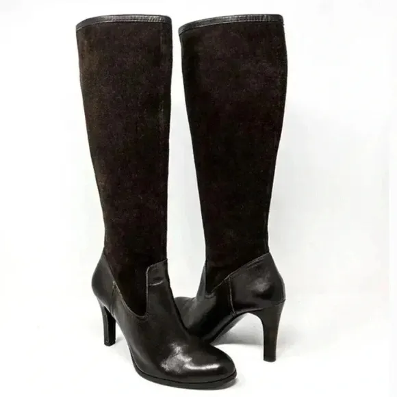Ralph Lauren Bryce Brown Suede Knee High Heeled Boots Size 5.5