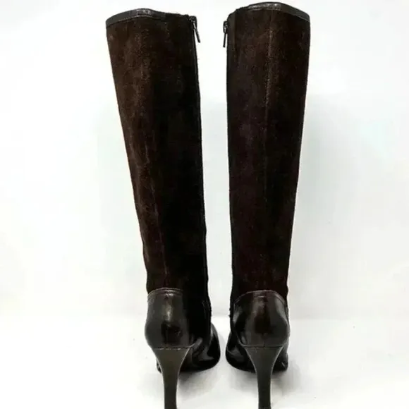 Ralph Lauren Bryce Brown Suede Knee High Heeled Boots Size 5.5