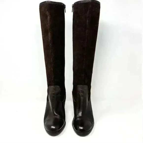 Ralph Lauren Bryce Brown Suede Knee High Heeled Boots Size 5.5