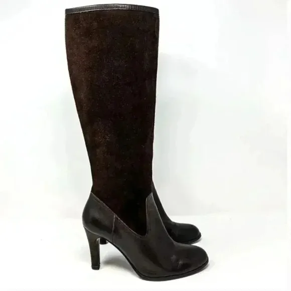 Ralph Lauren Bryce Brown Suede Knee High Heeled Boots Size 5.5