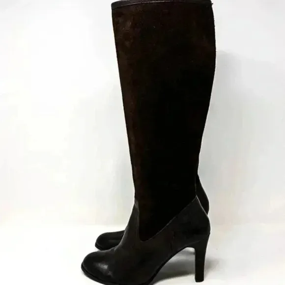 Ralph Lauren Bryce Brown Suede Knee High Heeled Boots Size 5.5