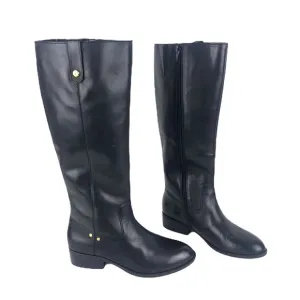 Ralph Lauren Masika Black Leather Tall Rider Boots