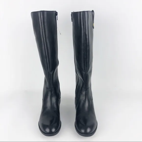 Ralph Lauren Masika Black Leather Tall Rider Boots