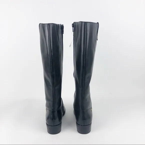 Ralph Lauren Masika Black Leather Tall Rider Boots