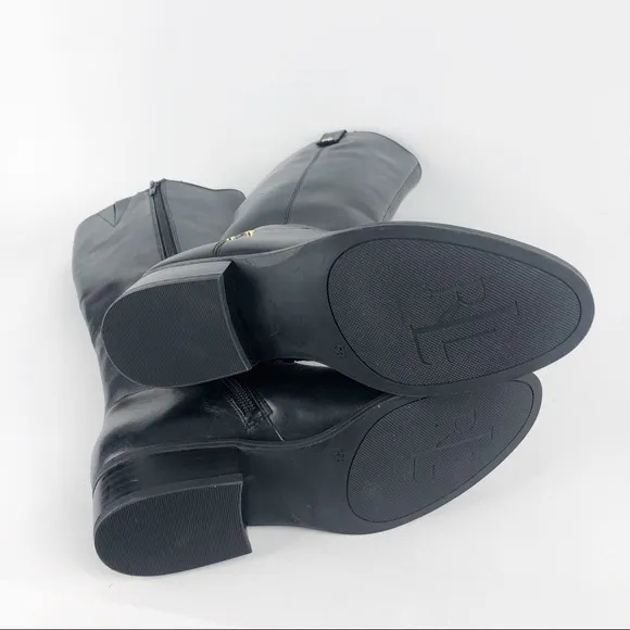 Ralph Lauren Masika Black Leather Tall Rider Boots