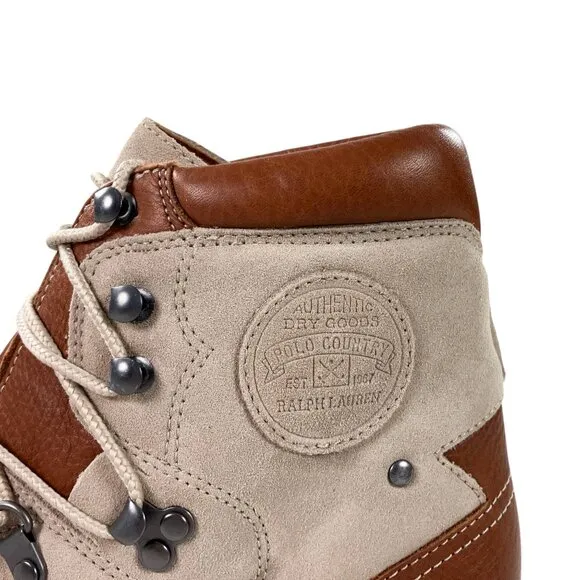 Ralph Lauren Polo Country Alpine Hiking Boots Mens 9.5 D Suede Milkshake/Snuff
