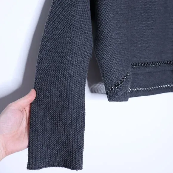RAMY BROOK Frankie Chain Link Sweater Gray Wool Knit Long Sleeves Women's S
