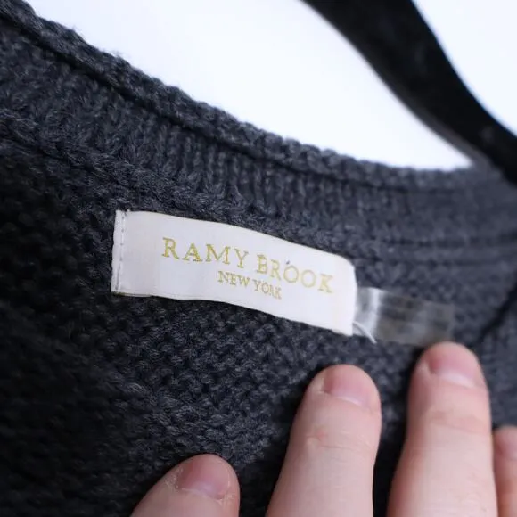 RAMY BROOK Frankie Chain Link Sweater Gray Wool Knit Long Sleeves Women's S