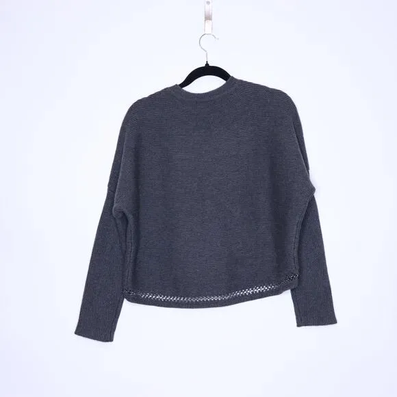RAMY BROOK Frankie Chain Link Sweater Gray Wool Knit Long Sleeves Women's S