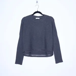 RAMY BROOK Frankie Chain Link Sweater Gray Wool Knit Long Sleeves Women's S