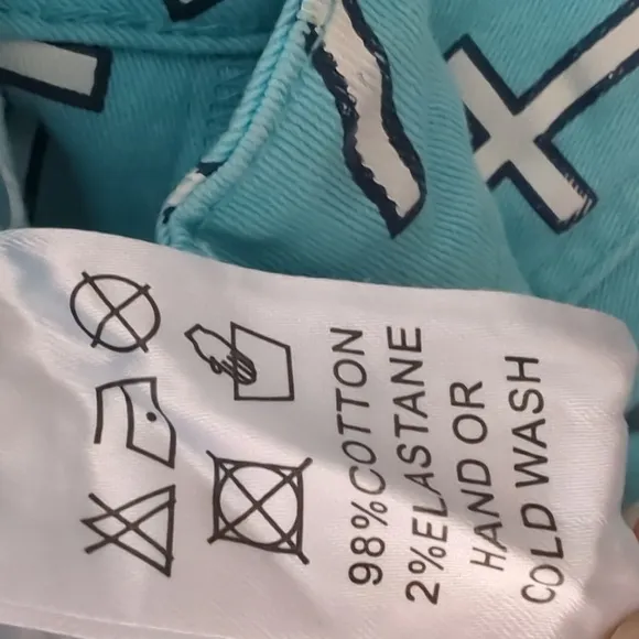 RANCH DRESS'N Fallon Taylor turquoise &amp; white crosses bootcut rodeo jeans 32x35L