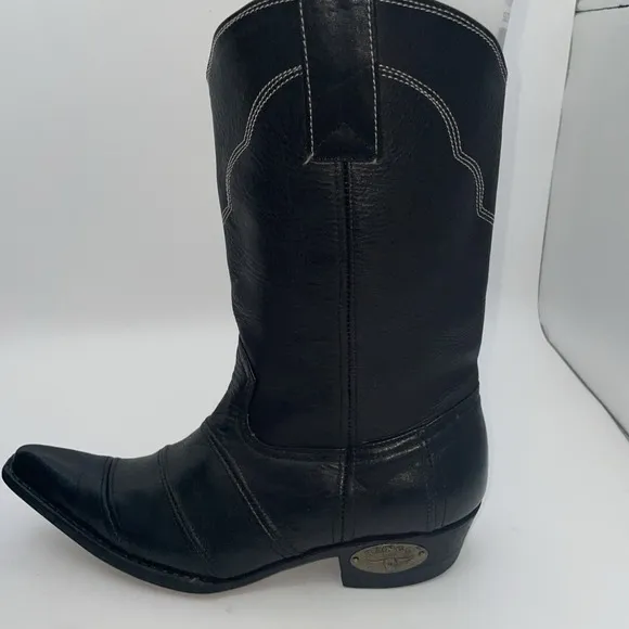 Rango Cowgirl Western Western Boots Black Leather Women's size 7.5 EU 38