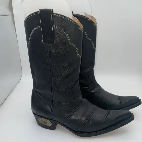Rango Cowgirl Western Western Boots Black Leather Women's size 7.5 EU 38