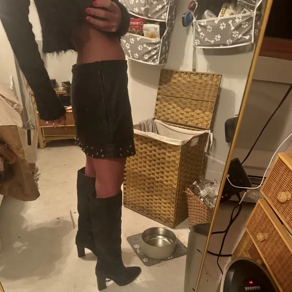 Rare Aje vintage 100% leather studded mini skirt size S