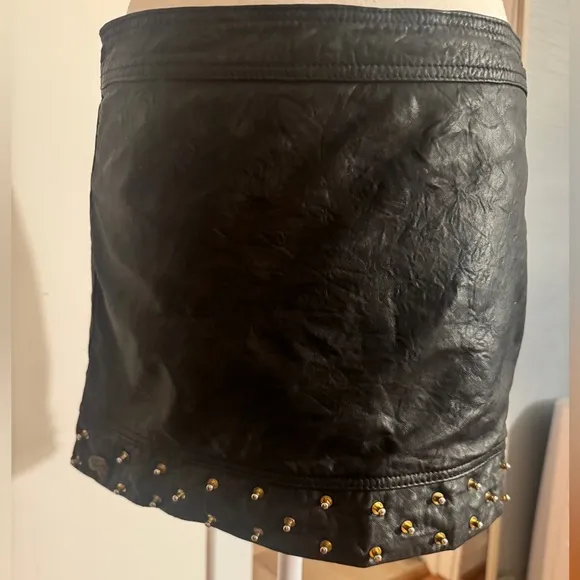 Rare Aje vintage 100% leather studded mini skirt size S