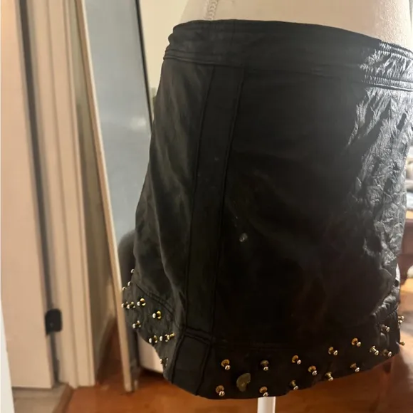 Rare Aje vintage 100% leather studded mini skirt size S