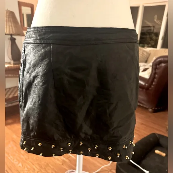 Rare Aje vintage 100% leather studded mini skirt size S