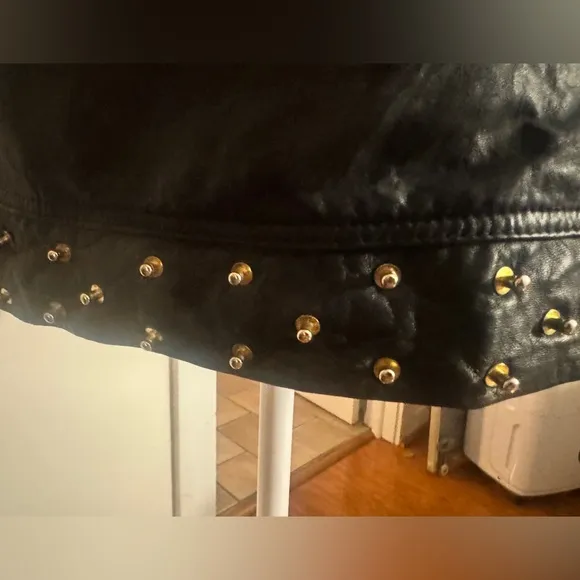 Rare Aje vintage 100% leather studded mini skirt size S