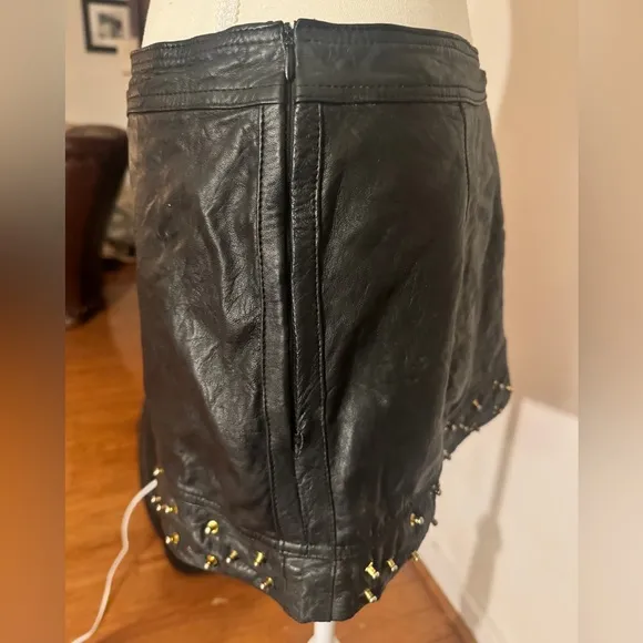 Rare Aje vintage 100% leather studded mini skirt size S
